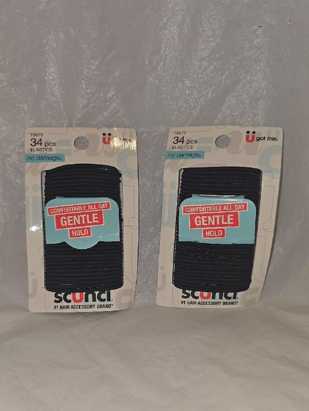 scunci Gentle Hold Black Hair Elastics 34-Count (2 Packs)